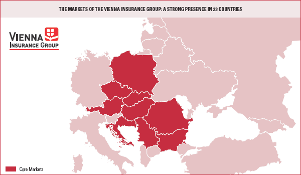 The markets of the Vienna Insurance Group: A strong presence in 23 countries (map)