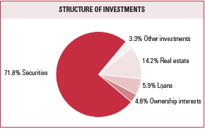 Structure of investments (pie chart)