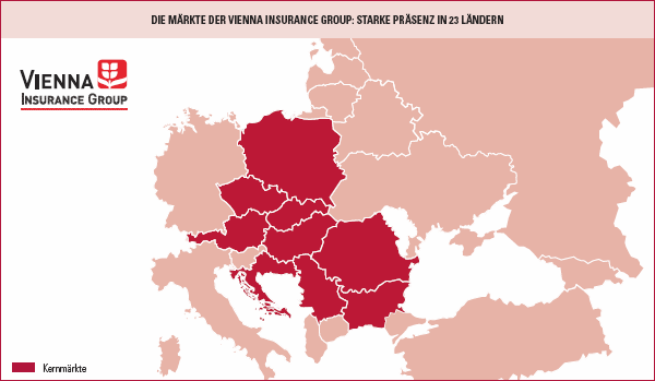 Die Märkte der Vienna Insurance Group: Starke Präsenz in 23 Ländern (Landkarte)