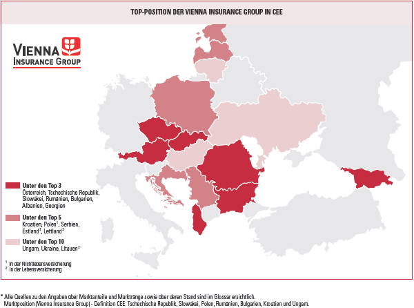 Top-Position der Vienna Insurance Group in CEE (Landkarte)