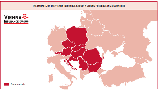 The markets of the Vienna Insurance Group: a strong presence in 23 countries (map)